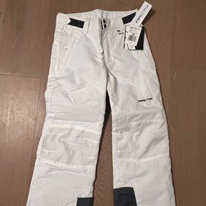 NWT White Kids Snow Pants with Black Accents